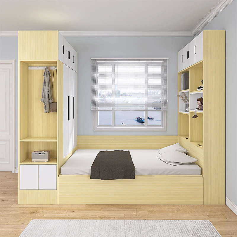 

Bed and desk integrated wardrobe bed small apartment tatami locker combination bedroom furniture set 1 meter 2 single
