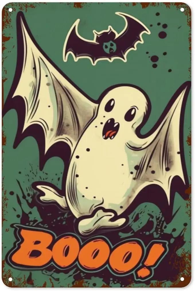 Halloween Metal Tin Signs Retro Ghost Signs Iron Paiting Wall Decor For Indoor Outdoor Bar Coffee Kitchen 8X12 Inches sign