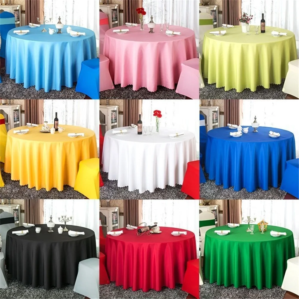 140cm Solid Table Cloth Round Satin Tablecloth Wedding Party Restaurant Home Table Cover