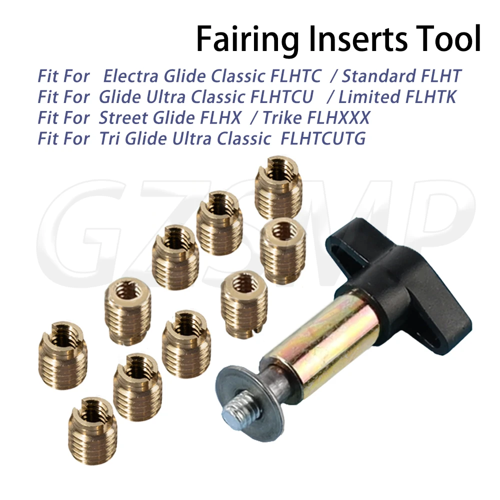 

Fit for Harley Touring 97-13 Electra Glide Standard Motorcycle Batwing Fairing Brass Thread Cutting Inserts Repair Kit