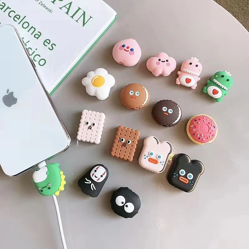 Data Line Cord Protector Case For Apple iPhone Charging Cable Protective Cover Bite Line USB Fast Charging Cute Cartoon Dinosaur