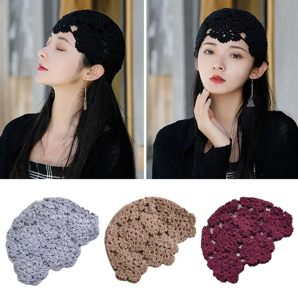 تنفس جوفاء خارج محبوك قبعة الزهور الصيف Skullies قبعة عادية موضة قبعة قبعة المرأة