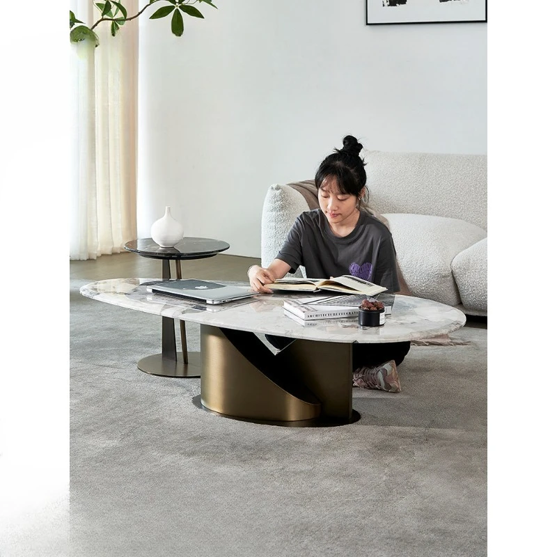 

Italian minimalist marble high-end coffee table combination