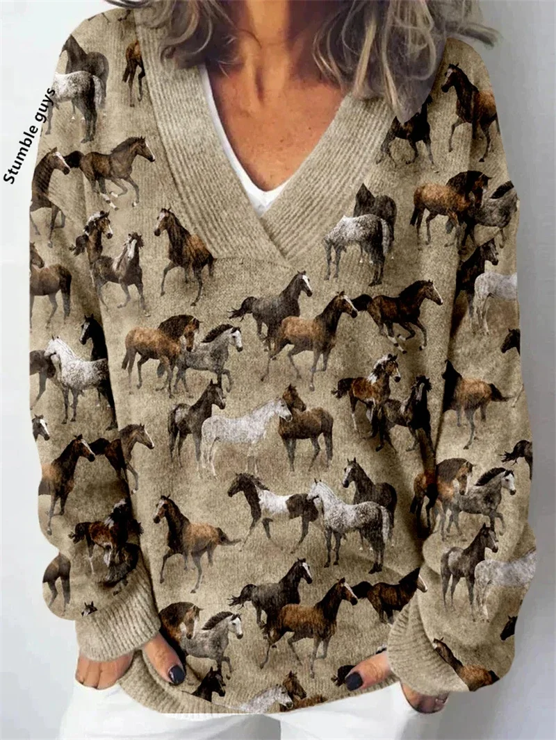 Maglione autunno inverno donna autunno inverno Y2K moda casual europeo americano morbido cane di Natale cervo pupazzo di neve stampa top in maglia ​