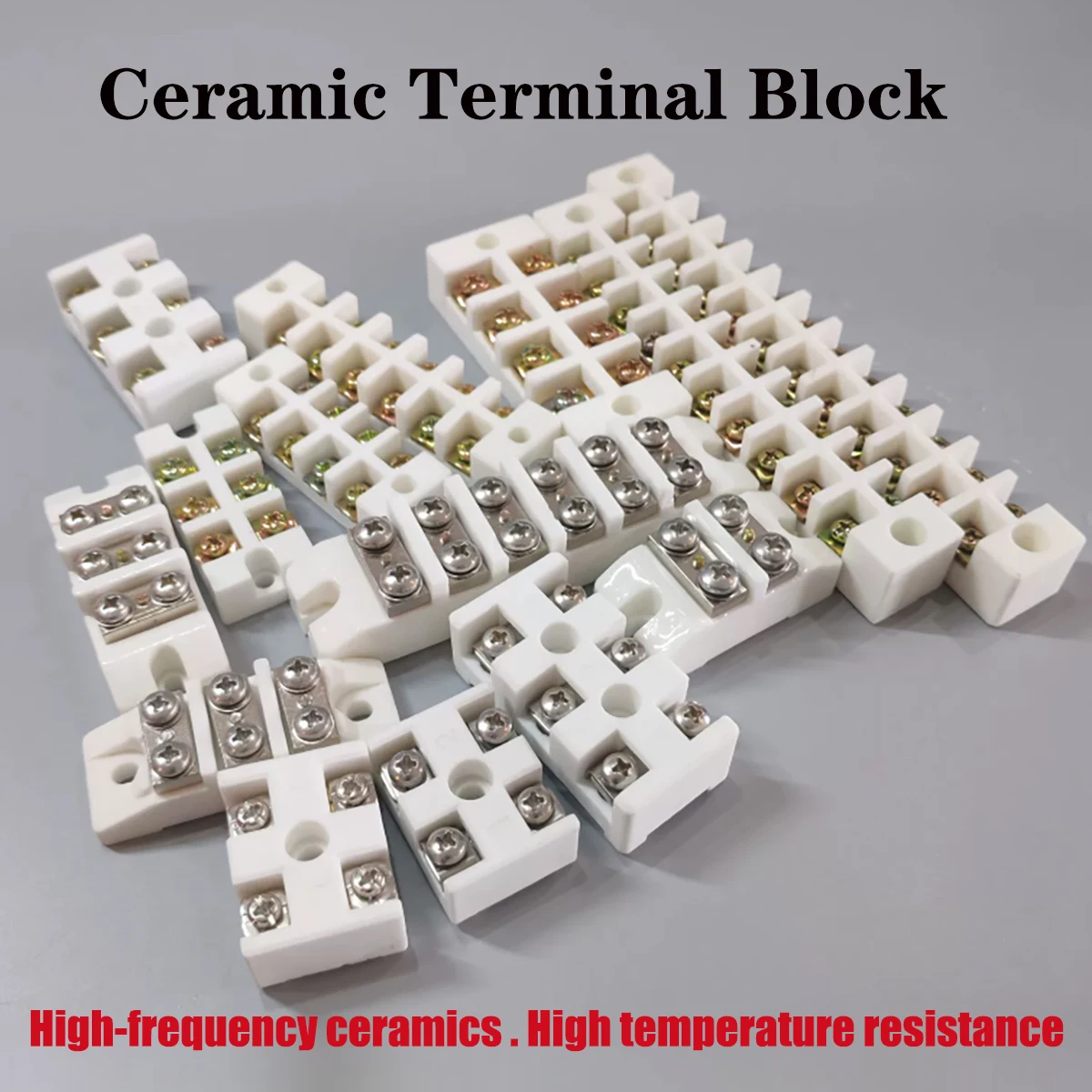 High Temperature Resistant Ceramic Terminal Block, 2/3/4/6/10/12 Position 30A/60A Wire Connector for Electrical Wiring