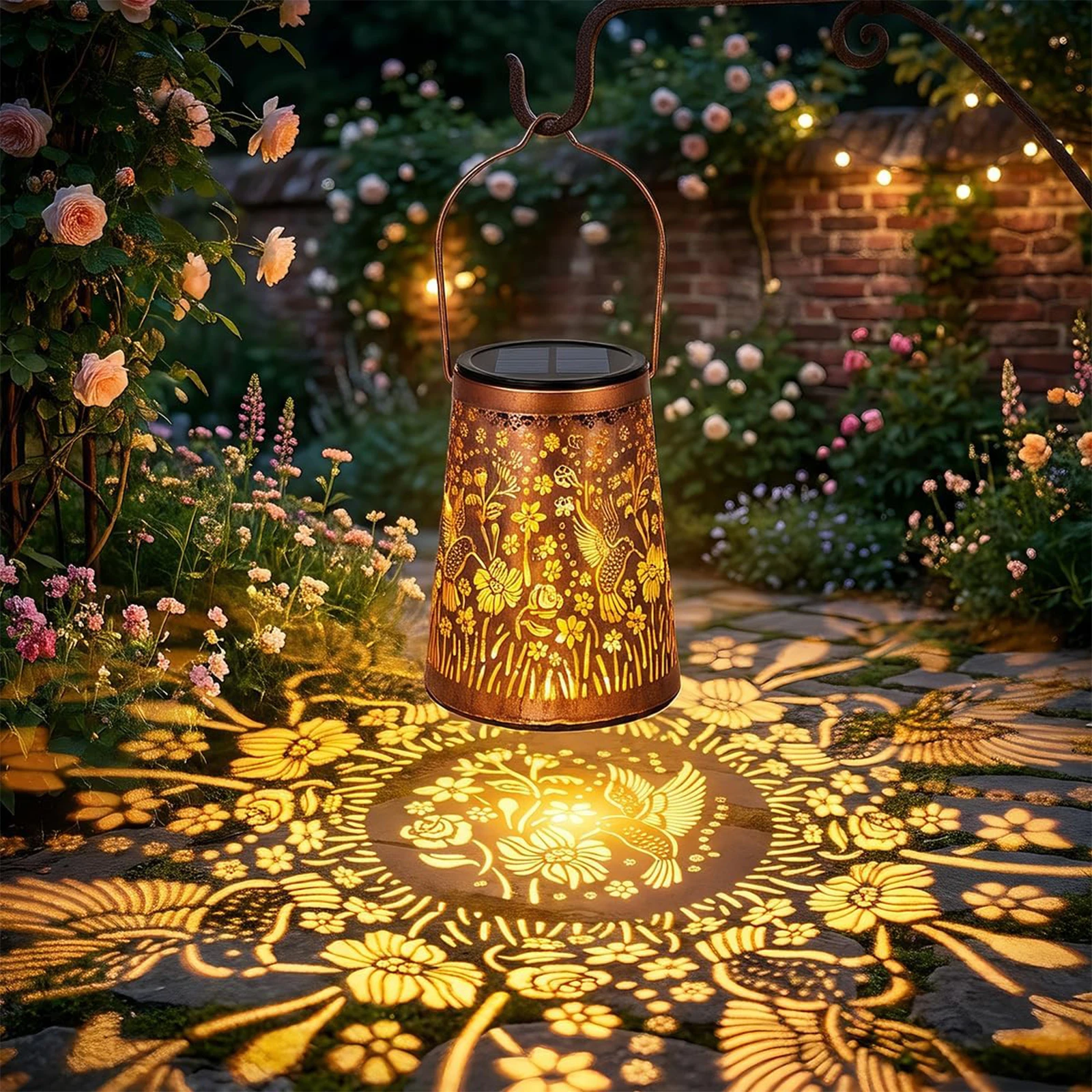 2Pcs Hummingbird Solar Lanterns Outdoor Waterproof Hanging Solar Lights for Yard Patio Porch Balcony Garden Decor