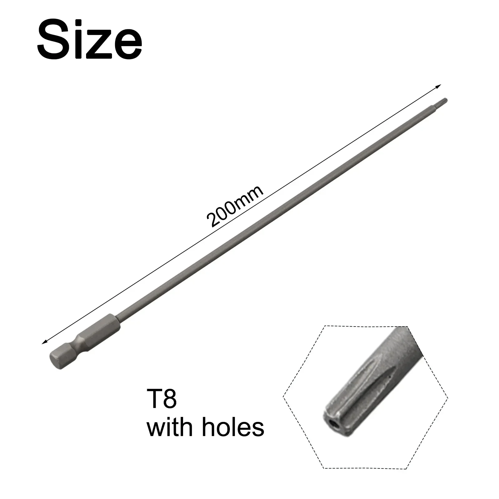 1Pcs Torx Screwdriver Bit 1/4inch Shank Hex Wind Drill Head 200mm Screw Wrench Magnetic Star T8 T15 T20 T25 T27 T30 T40