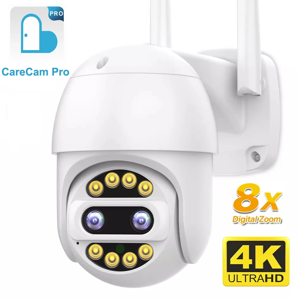 

CareCam 4K 8MP Dual Lens PTZ Camera WiFi Outdoor 8X Zoom CCTV Security 2K 4MP Human Detection Wireless Surveillance IP Cam H.265