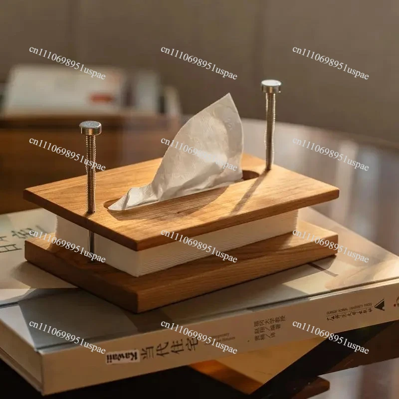 Mid-century Cherry Wood Tissue Box  Floating Spring-loaded Dispenser  Smooth Pull Paper Holder  Minimalist Tabletop Organizer