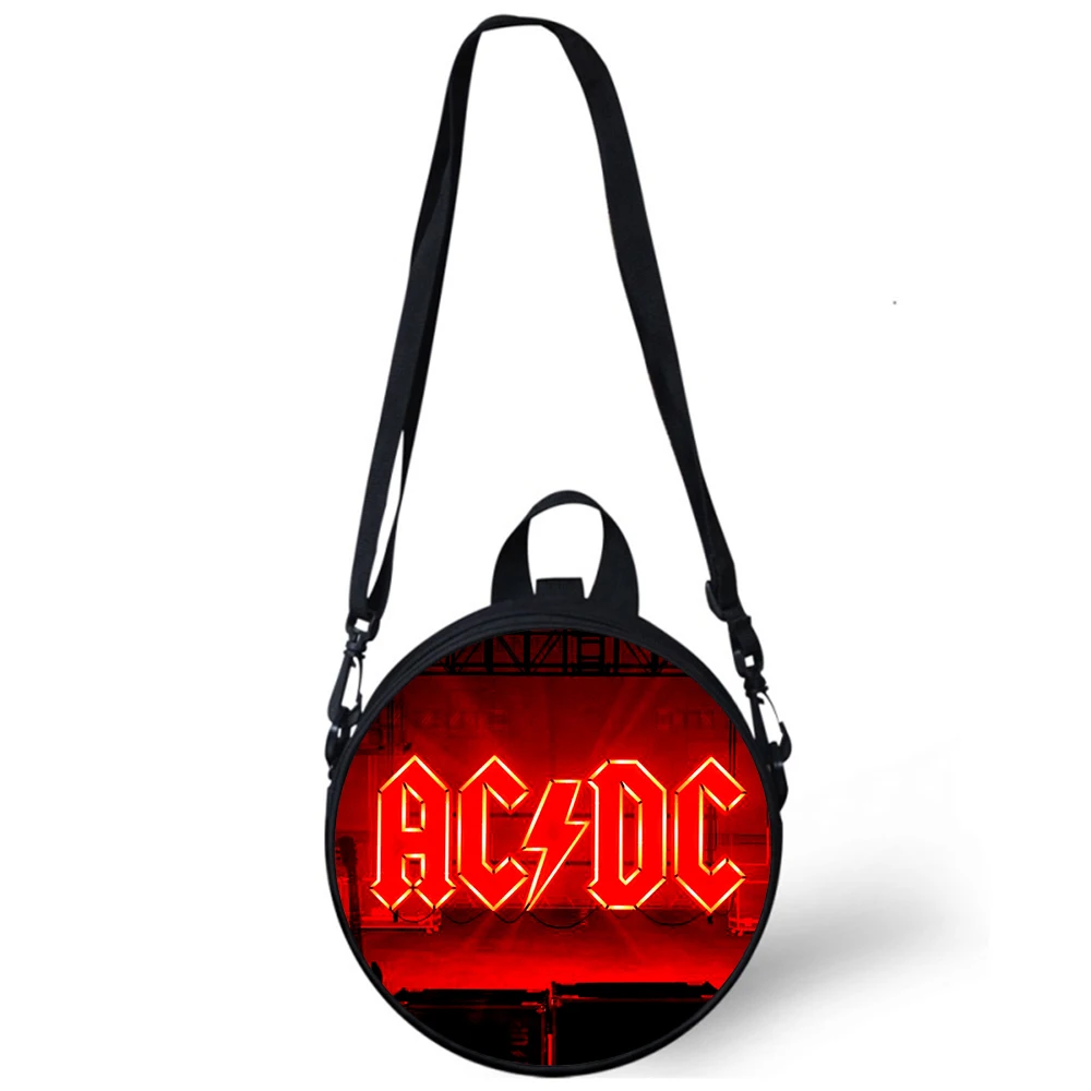 AC DC band Child kindergarten Bag 3D Print Crossbody Shoulder Bags For School Women Mini Round Bagpacks Rugtas Bag