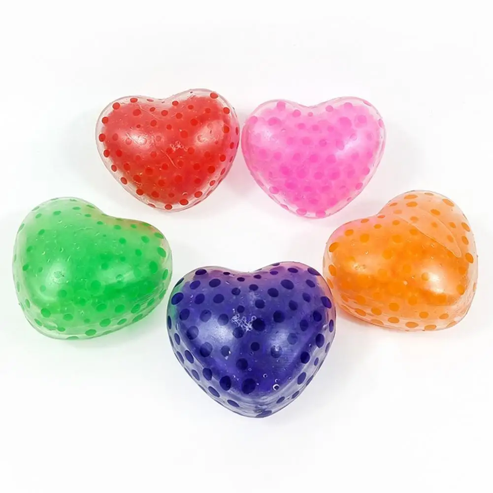 5 uds amor corazón aplasta juguete brillo polvo bolas pequeñas rellenas alivio del estrés divertido en forma de corazón apretar Fidget juguete niños adultos Va
