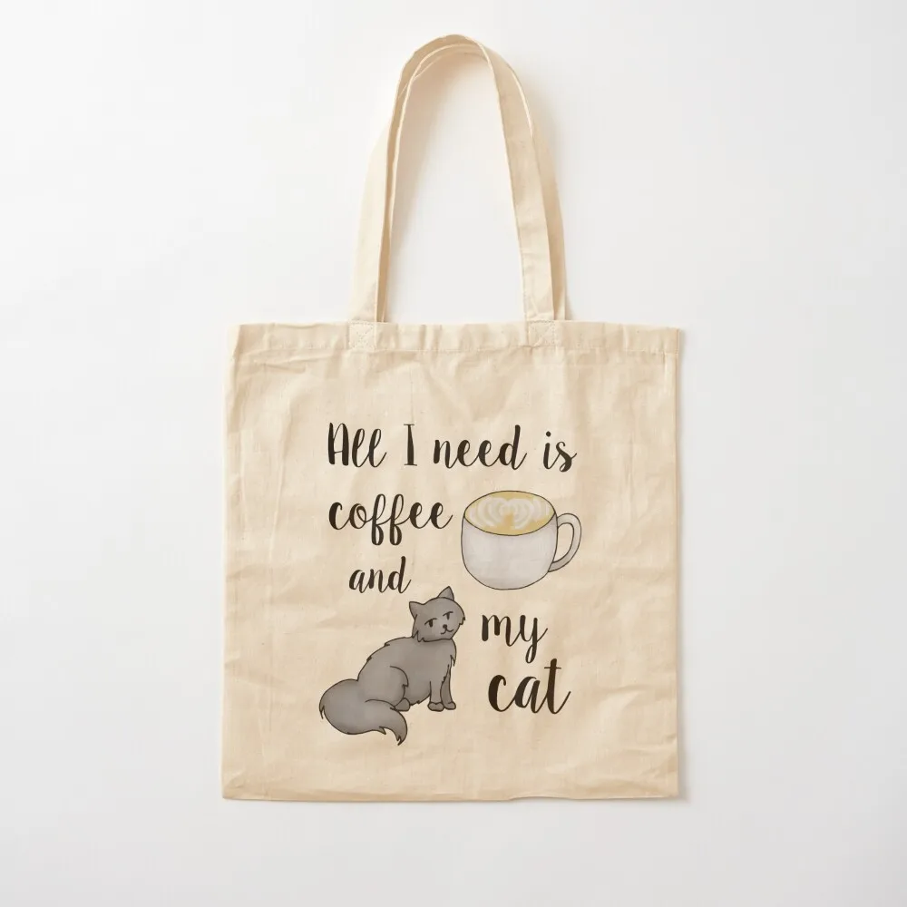 

All I Need is Coffee and my Cat Tote Bag tote bags cloth bags eco pack Canvas bag Canvas Tote Bag
