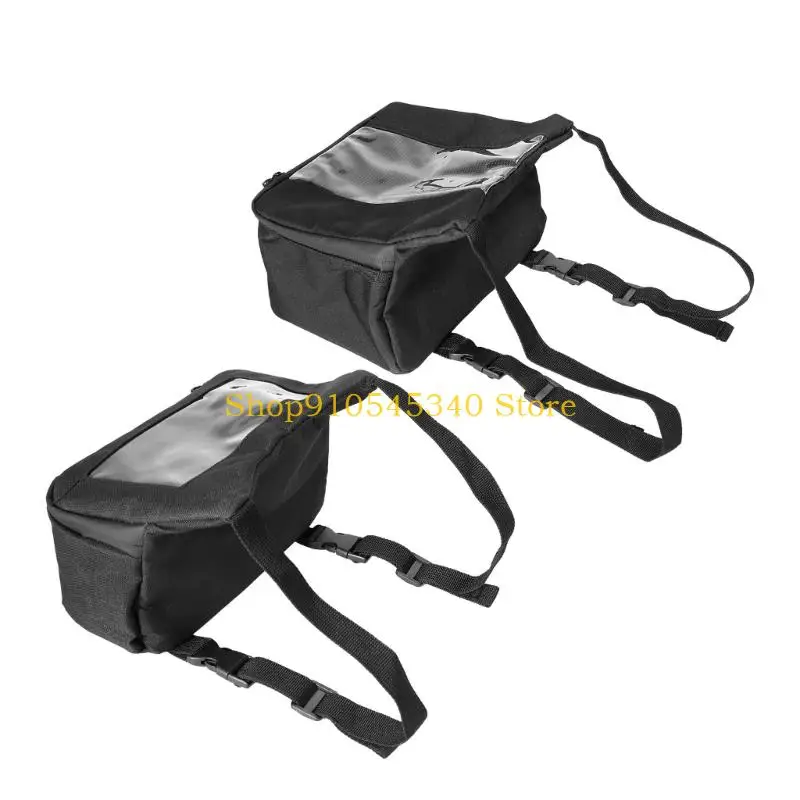 U2JA Handlebar Phone Storage Pouch for Motorcycles with Clear Touch Window, Strap Mount and Zippered Carry Space Use
