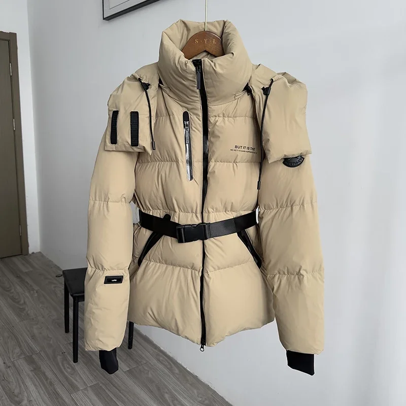 Mulheres pato branco para baixo solto quente parker inverno puff com capuz jaqueta outwears feminino engrossar zíper à prova dwaterproof água jaquetas fofas