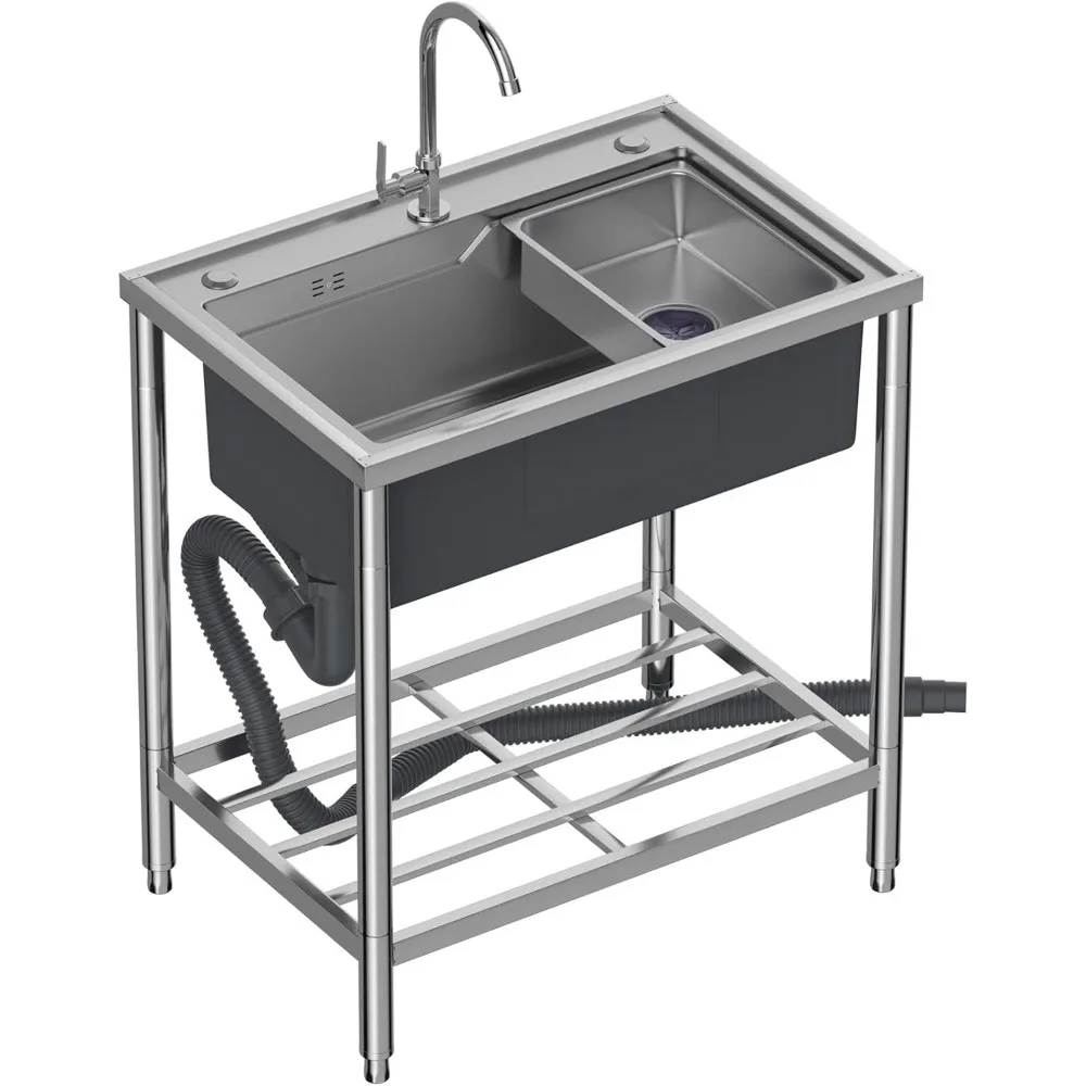 

Набор универсальных раковин из нержавеющей стали с одной чашей и смесителем, сливной корзиной, полкой, кухонной раковиной для ресторана, бара, стирки