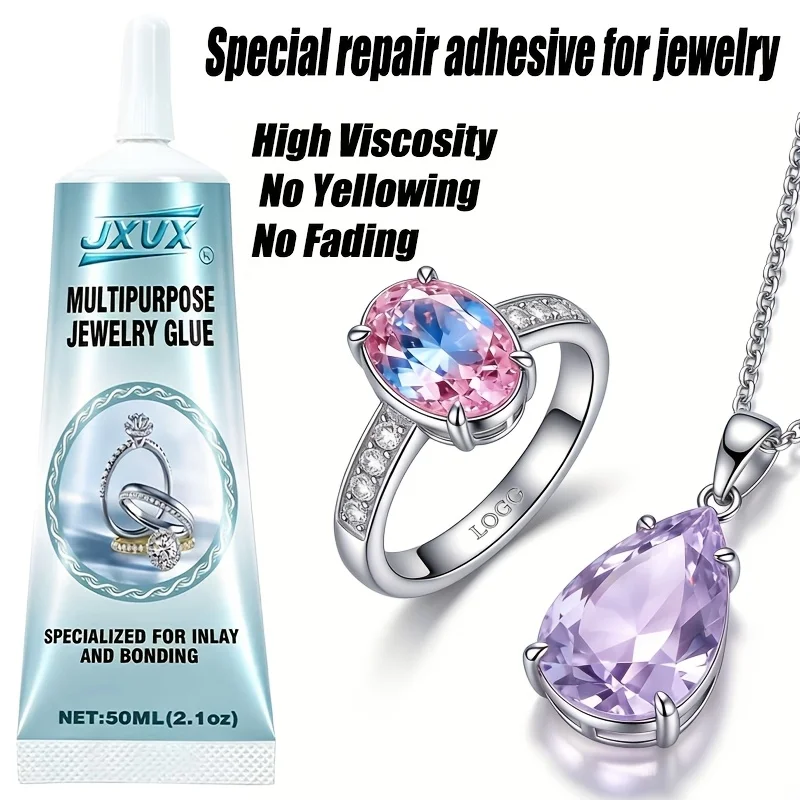 Jewelry Glue Multi-purpose Adhesive Professional Grade Precise Applicator for Gemstones Diamond Earrings Rings  50ML（1.68 fl oz）