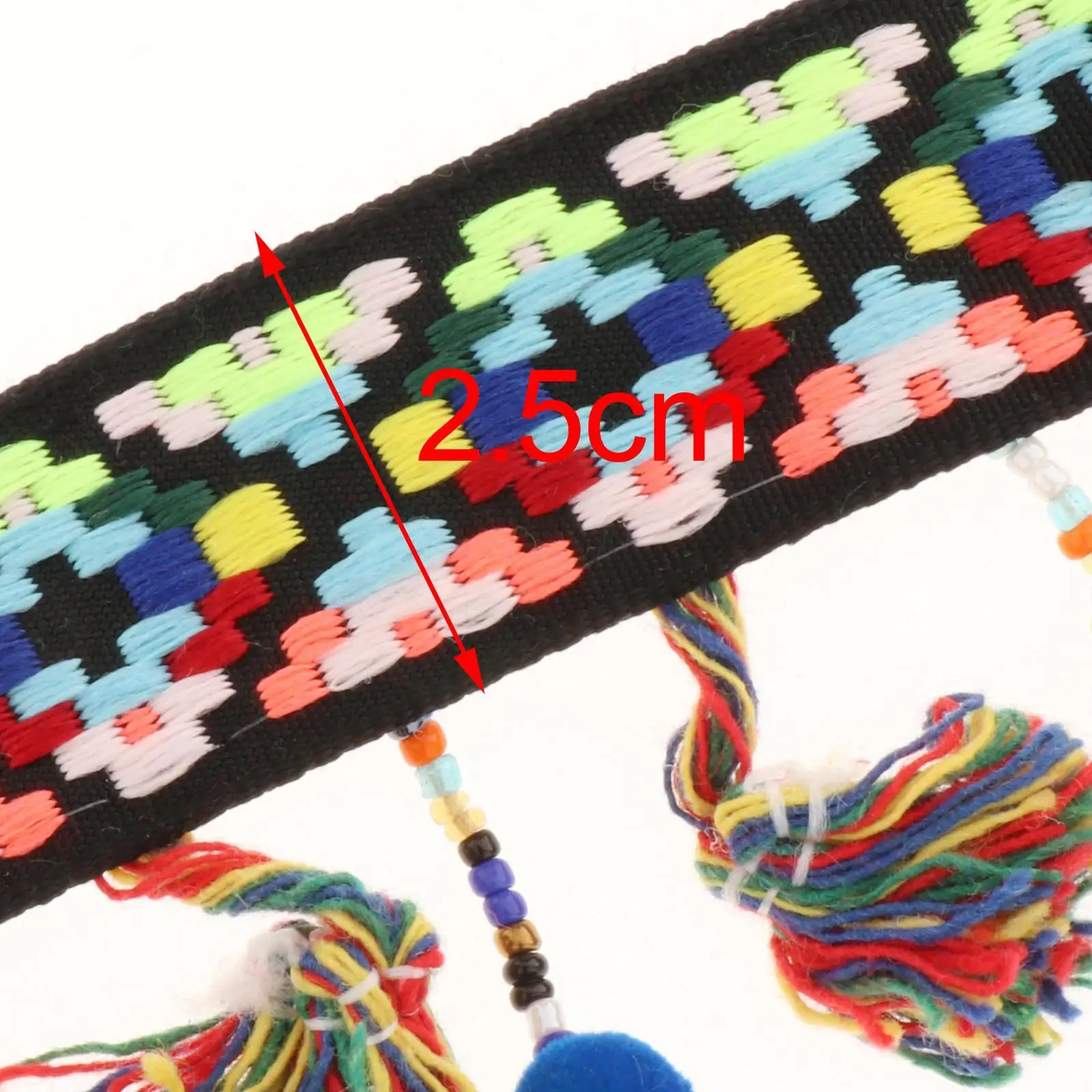 1 Yard Colorful Tassel Embroidered Lace , Hand Beads Supplies DIY Webbing for Sewing Hair Accessory Party