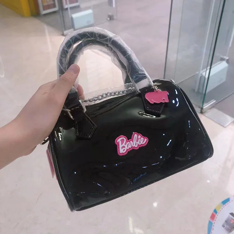 Kawaii Barbie Anime Pu Leather Horizontal Diagonal Cross Bag Cute Cartoon Light Luxury Large Capacity Handbag Gifts for Girls