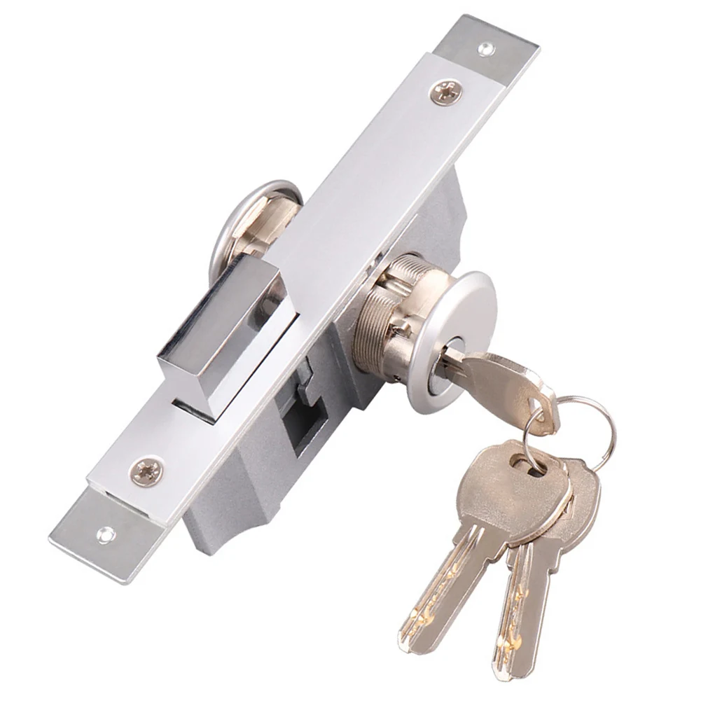 Gate Lock Sliding Door Locks Adjustable Size For 45-47mm Door Invisible Design Silver Commercial Establishment