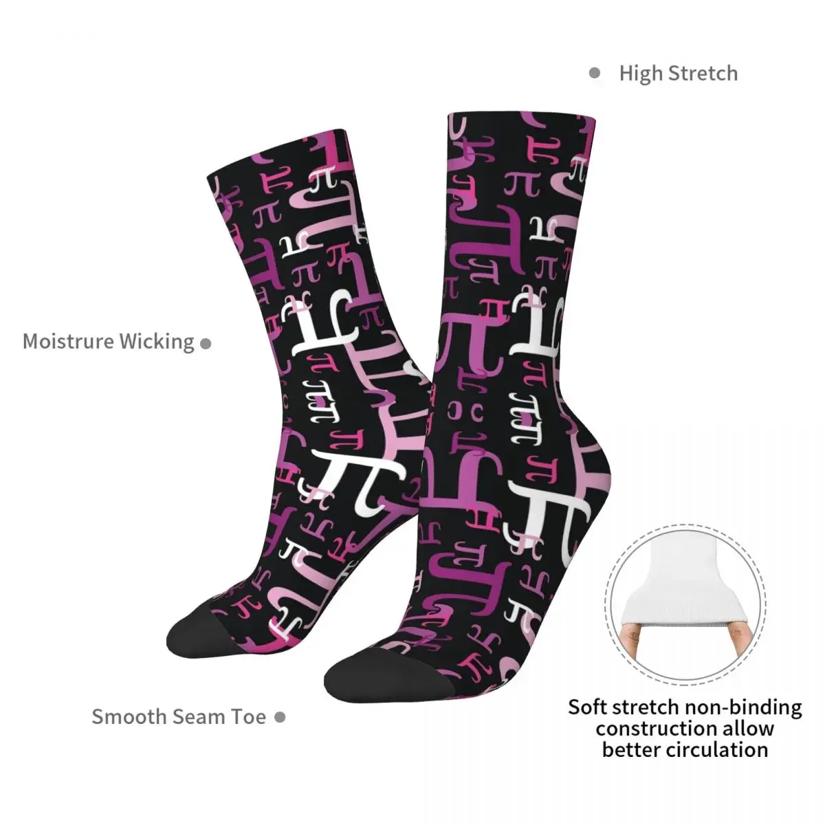 Pieces Of Pi (Pink) Socks Harajuku Super Soft Stockings All Season Long Socks Accessories for Man's Woman's Gifts