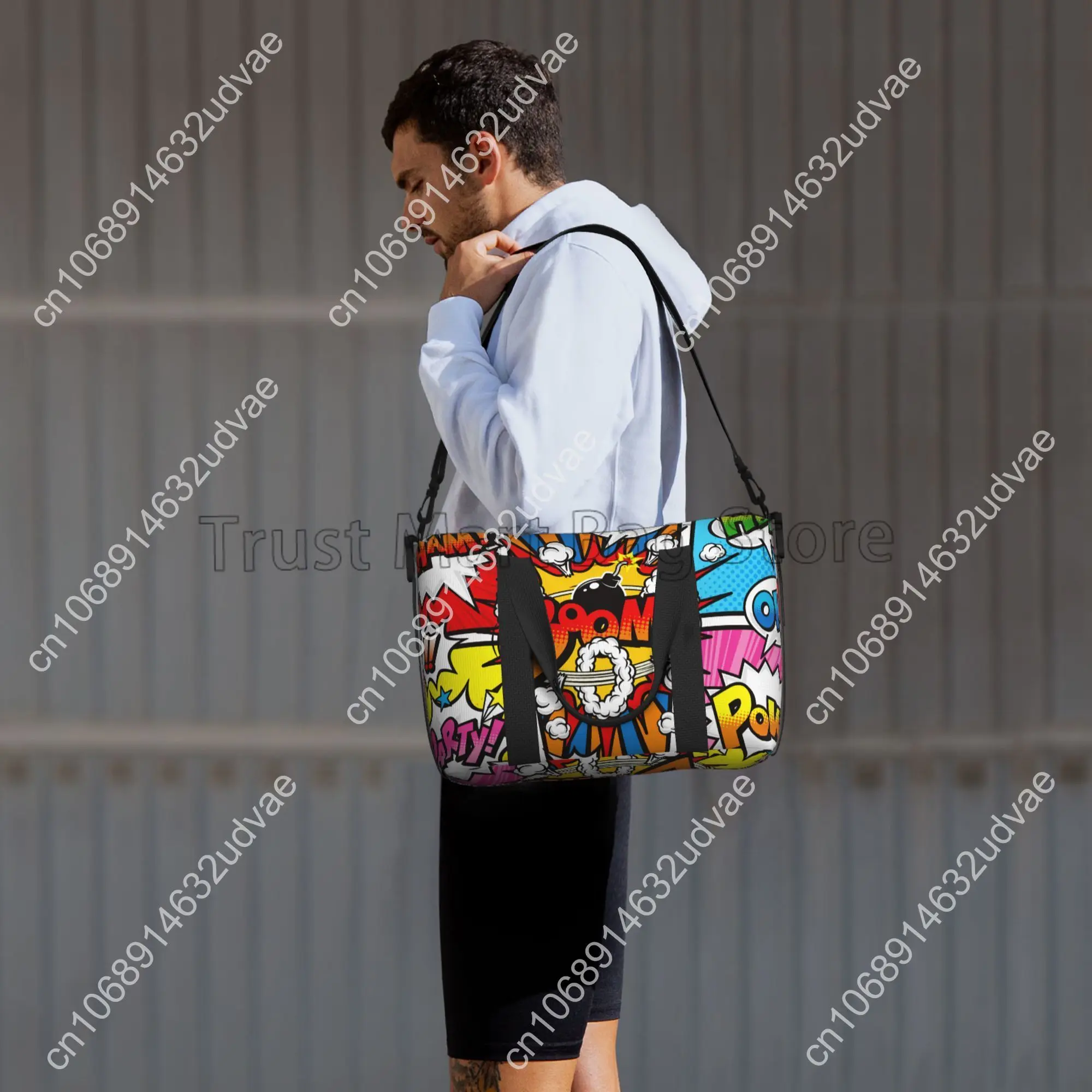 American Comic Book Collection Pop Art Print Hand Travel Bag Multipurpose Weekender Bags Waterproof Luggage Bag for Sports Gym