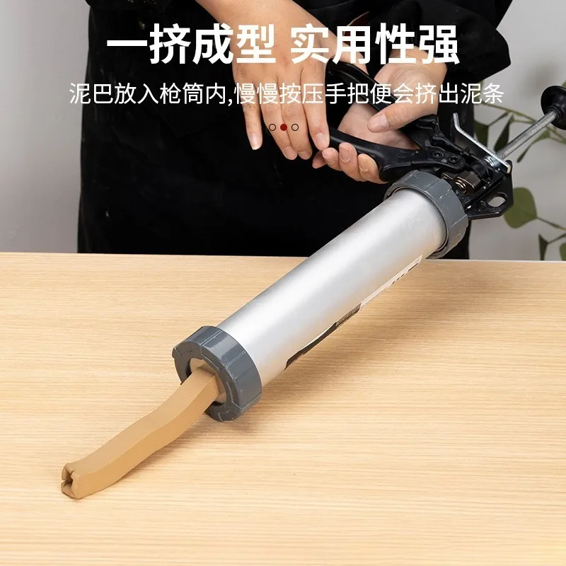 Handheld Large Mud Extruder Set Hollow Mud Rod Extruder for Extruding Multiple Clay Rods Clay Sculpture Modeling Ceramic Tools