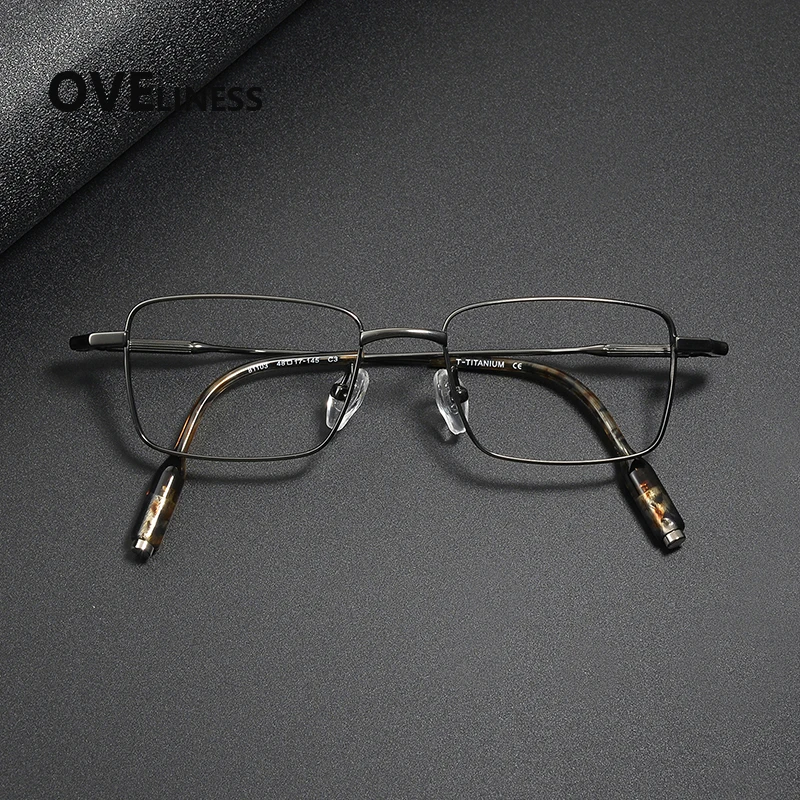 2027 Pure Titanium Glasses Frame Men Brand Design Square Eyewear Japanese High-end Quality Ultralight Male Eyeglasses Frames