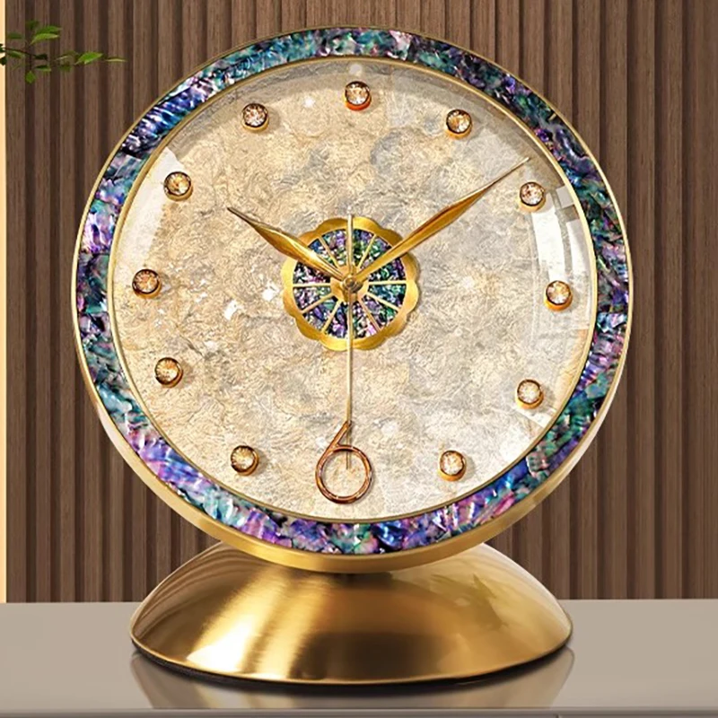 Shell Based Clock Modern Luxury Desk Clock  Living Room Display Retro Desktop Clock Silent Clocks Aesthetic Interior Ornament