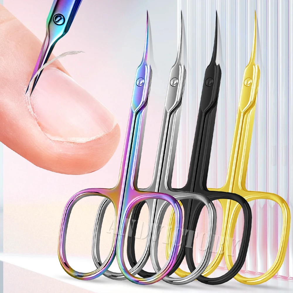 1Pcs Nail Cuticle Scissors Eyebrows/Eyelashes Mustache Multi-Purpose Cuticle Extra Fine Curved- Professional Manicure Scissors
