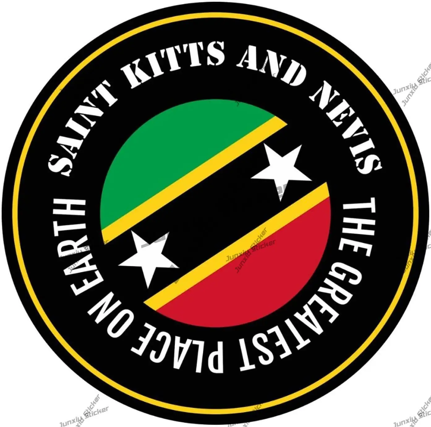 Saint Kitts and Nevis Vinyl Decal The Greatest Place on Earth Sticker Saint Kitts and Nevis Round Flag Durable Decal for Car SUV