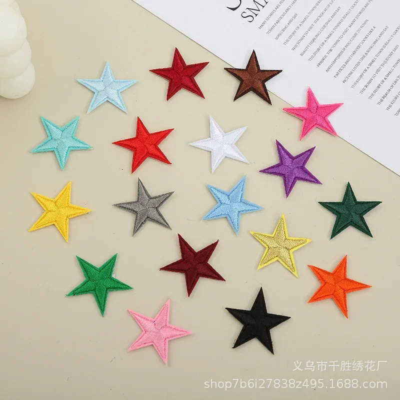 Mini Star Embroidery Iron On Patches, DIY Handwork Appliques, Craft Decoration, Clothes, Pentagram, Manual Lucky Star Patch, 10P