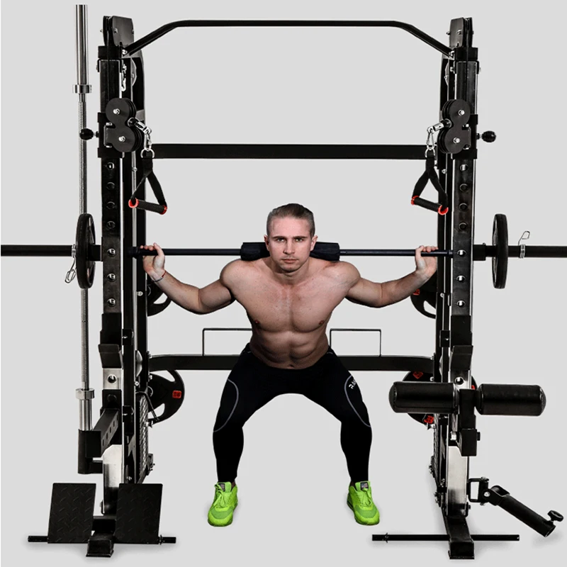 Professional Home Indoor Strength Training Large Workout Power Rack Fitness Multi Functional Smith Machine Gym Smith Machine