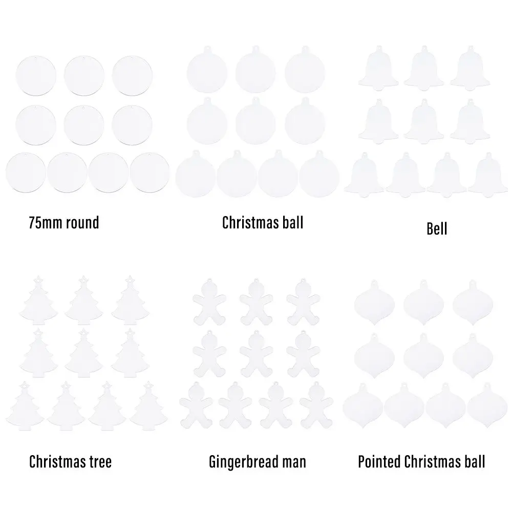Buon natale forniture per feste fai da te ornamenti natalizi in acrilico decorazione da appendere palline acriliche trasparenti decorazioni per l'albero di natale