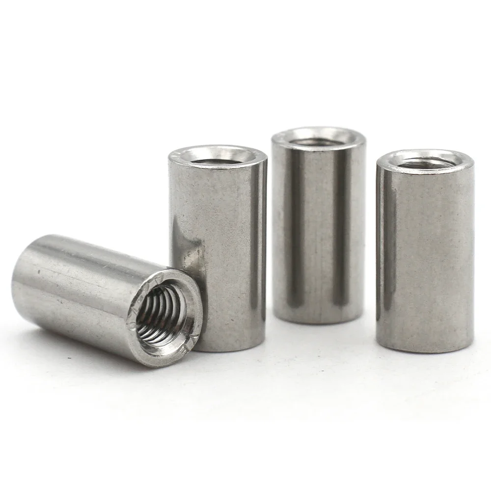 2-50pcs M2 M2.5 M3 M4 M5 M6 M8 M10 304 Stainless Steel Extension Thicken Cylindrical Connect Nut Round Column Joint Coupling Nut