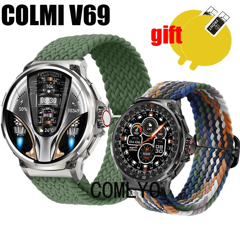 

Ремешок нейлоновый для смарт-часов COLMI V69, мягкая дышащая Регулируемая Защитная пленка для экрана браслета