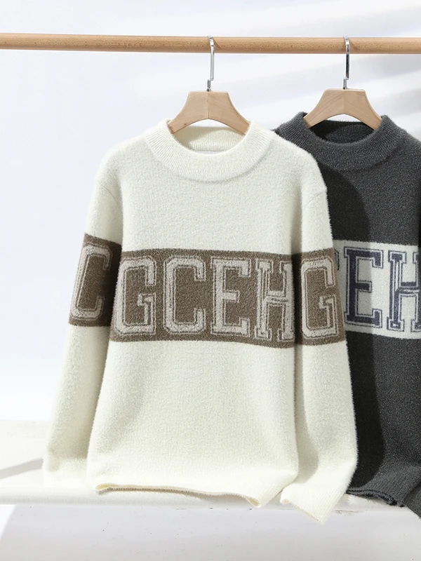 

Warmth Boy's Knitted Sweater Non-Ballant College Sle Outerwear Fce Lined Thiened Double Knit Polyester Spandex Blend