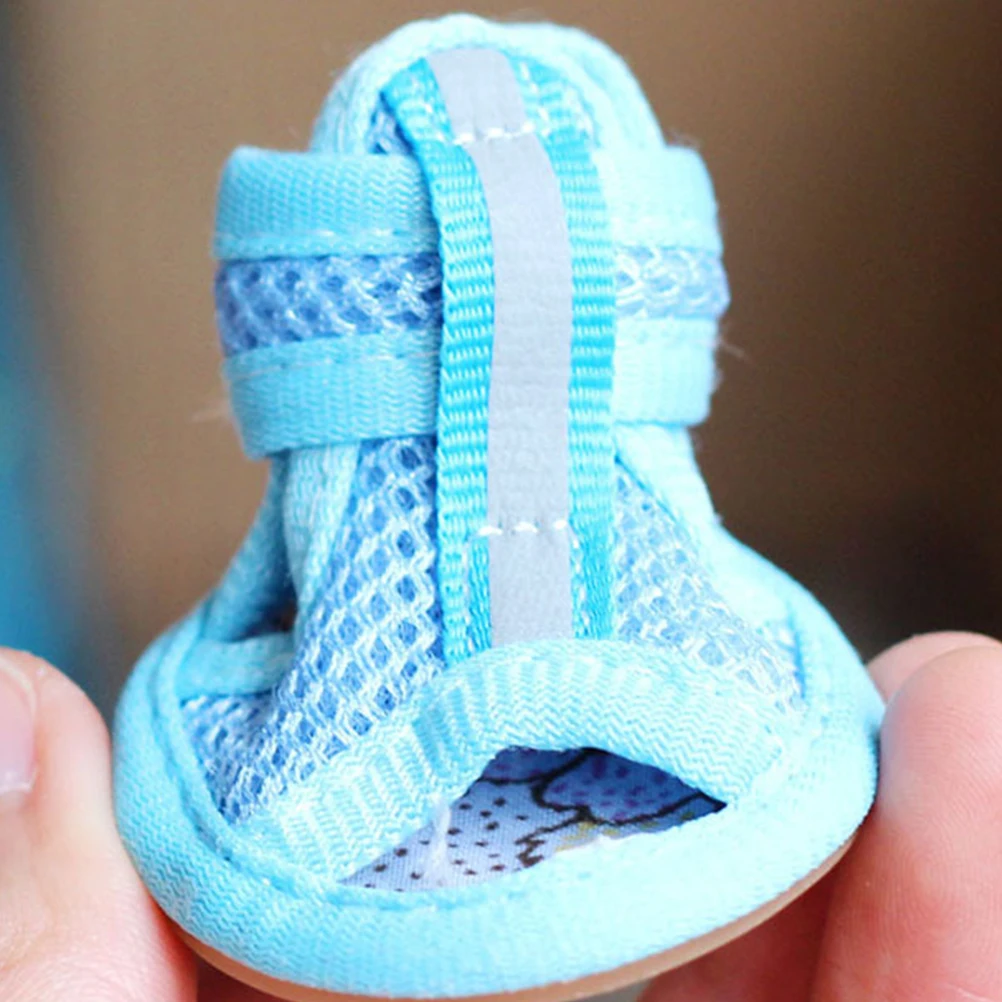

4pcs Dog Shoes Breathable Mesh Summer Pet Sandals Flexible Sole Size 5 Choices Hot Pavement Sneakers Pet Supplies
