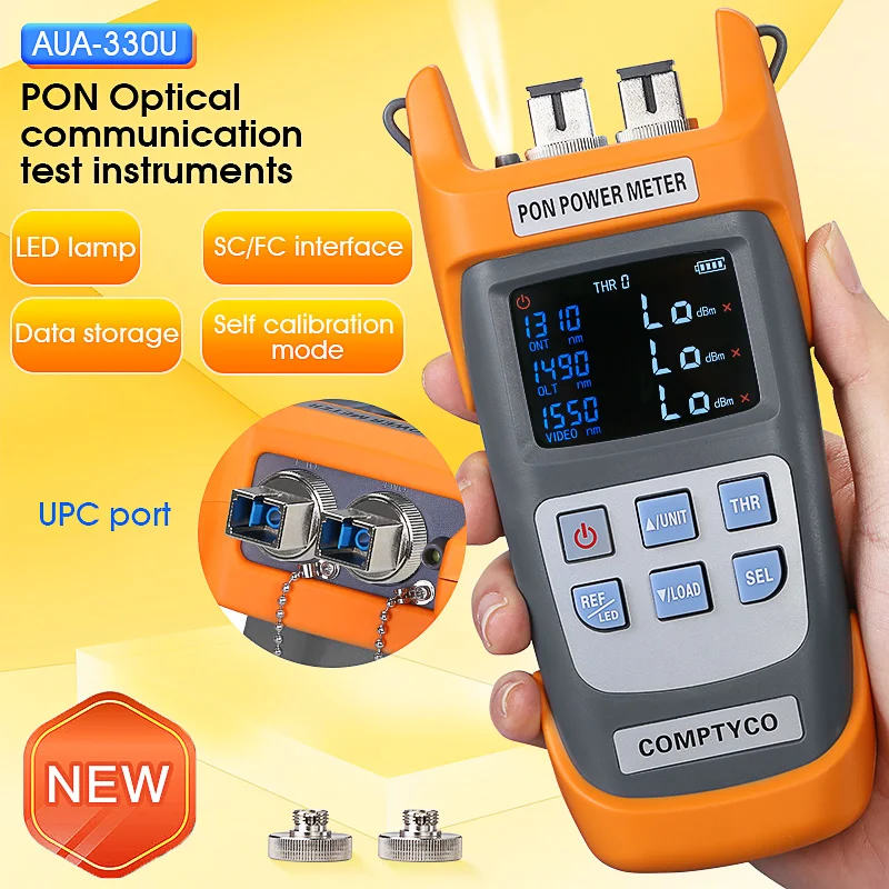 comptyco-aua-330u-aua-330a-handheld-pon-power-meter-optical-fiber-pon-opm-fttx-ont-olt-1310-1490-1550nm-fiber-optic-testing-tool