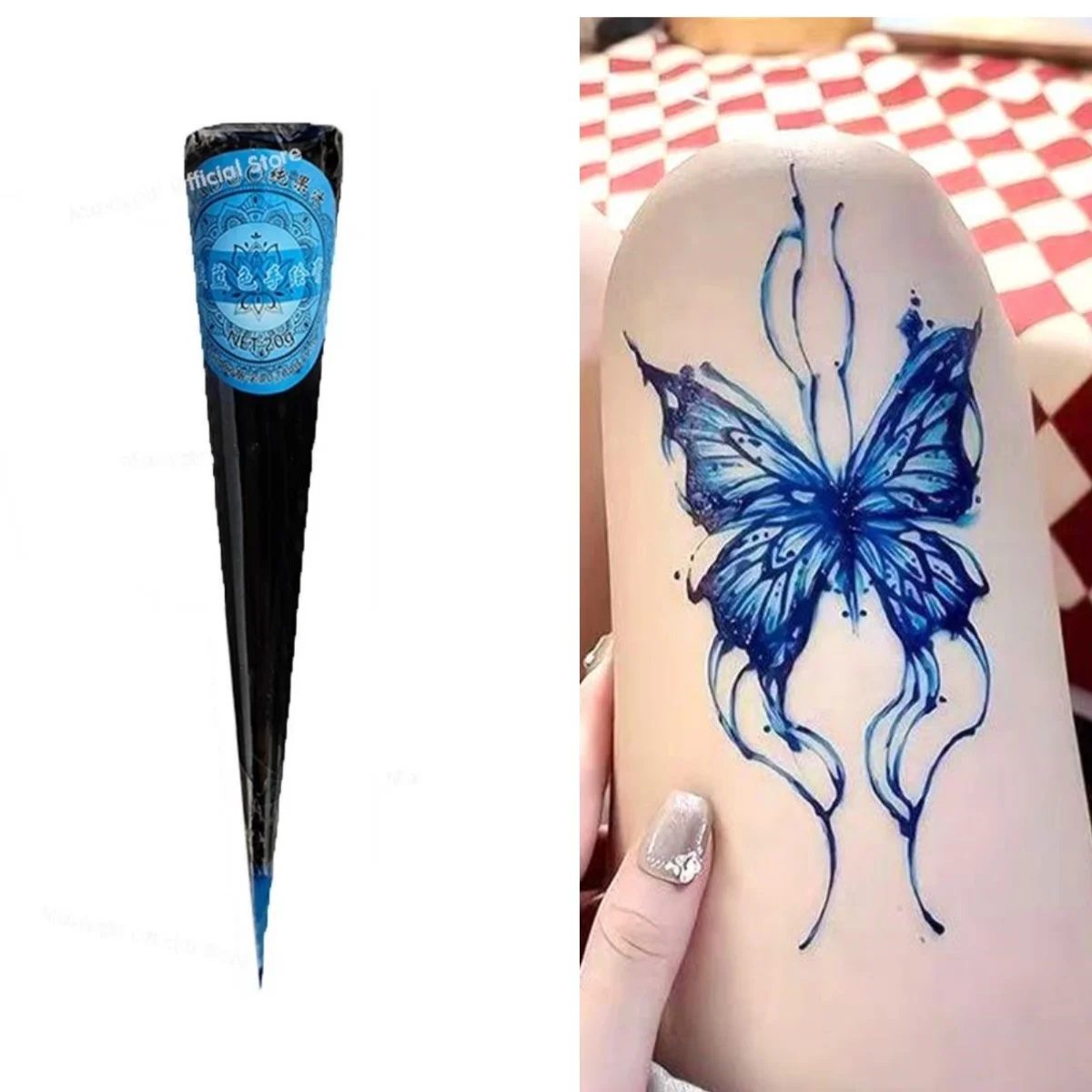 

1Pc Natural Blue Henna Cream, Black Brown Henna Tattoo Cream, Temporary Tattoo, Indian Wedding Body Art Paint Tattoo Cream New