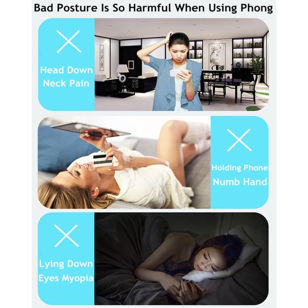 جودة عالية - حامل هاتف محمول أسود للمكتب، حامل هاتف محمول قابل للطي، قاعدة هاتف محمول متعددة الزوايا عالمية قابلة للتعديل