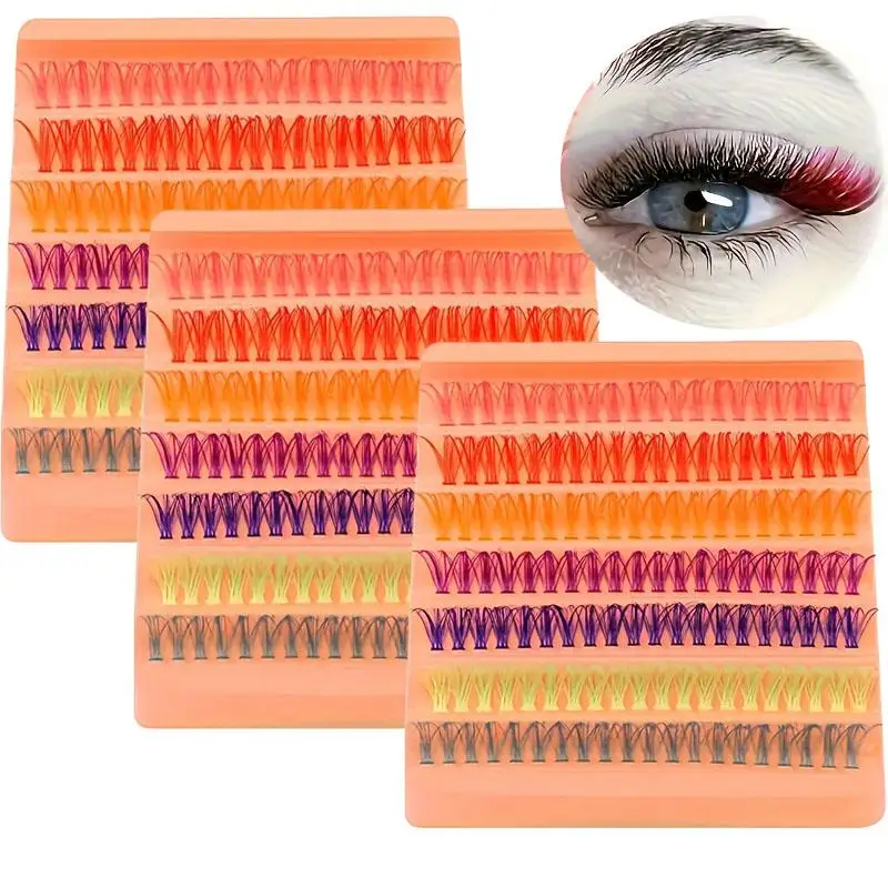 3 boxes of 420 14mm D curly color cluster eye black personal eye black soft natural false eyelashes (7 colors)