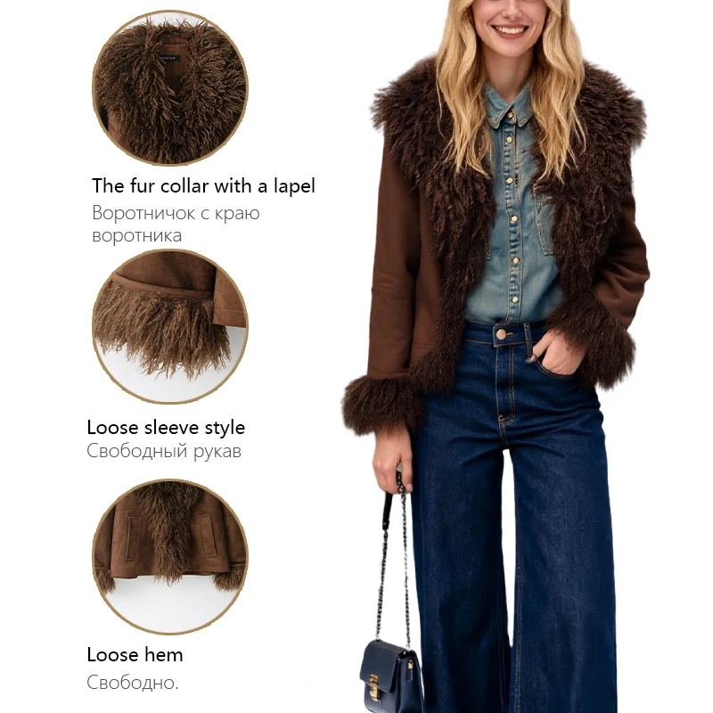 معطف نسائي من الفرو الصناعي لخريف وشتاء 2025 سترات عصرية جديدة معطف سميك للنساء سترة أنيقة غير رسمية للسيدات #6
