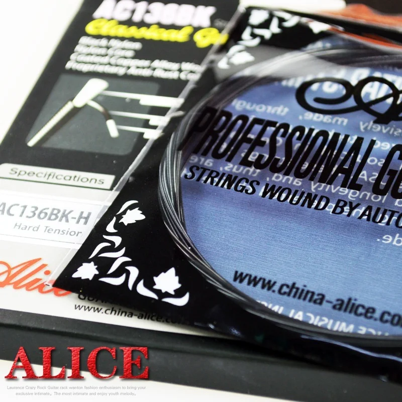 3 Sets of AC136BK-N/H Classical Guitar Strings Crystal Nylon Strings Black-Plated Copper Wound 1st-6th Strings