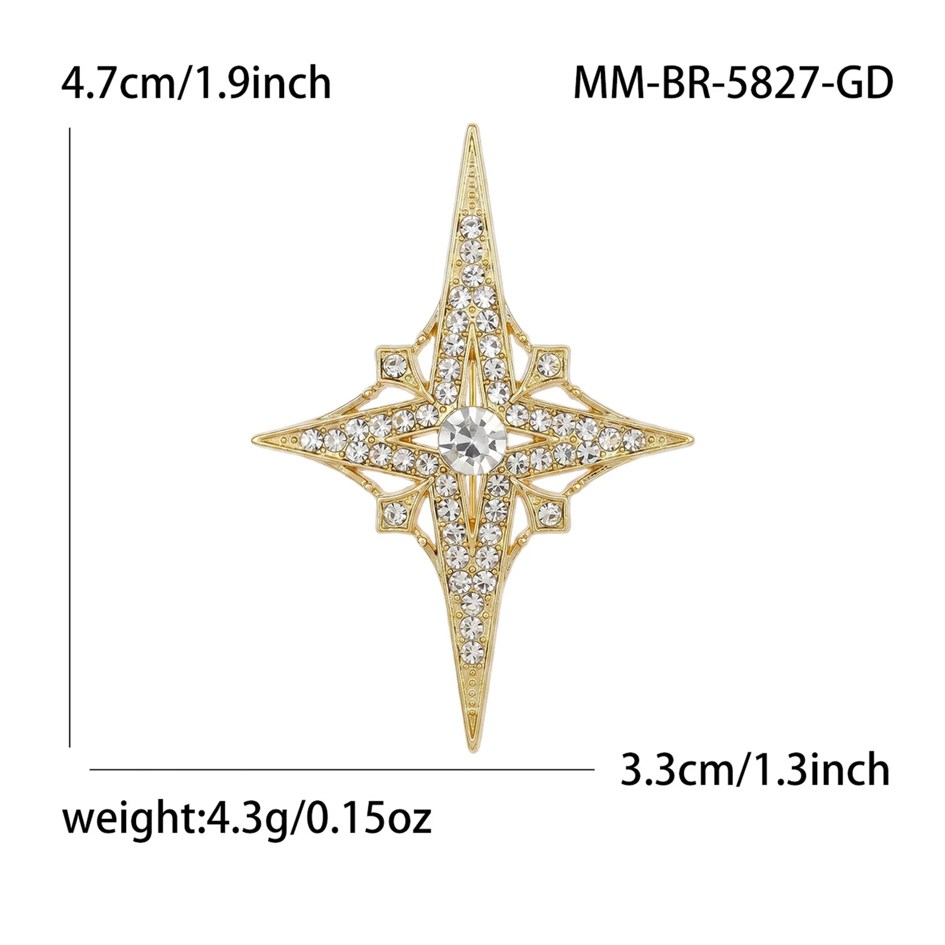 High end exquisite alloy octagonal star brooch with versatile temperament for women's clothing, chest flower jewelry, and brooch