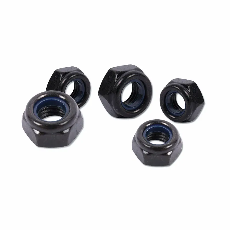 DIN985 M2 M2.5 M3 M4 M5 M6 M8 M10 Galvanized Black Carbon Steel Self-locking Nut Lock Nuts Slip Nylon Insert Hex Nut Locknuts