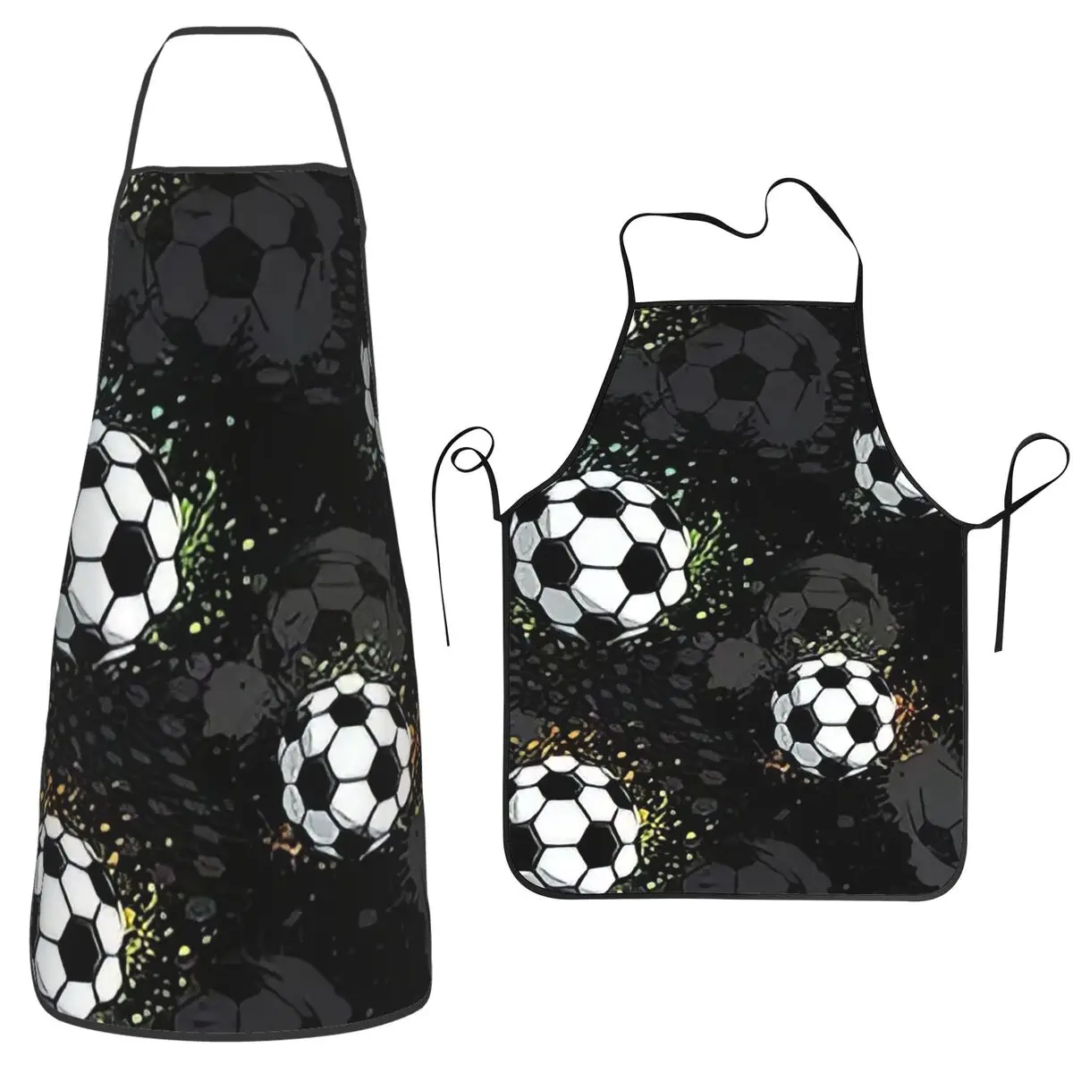 Football Graffiti Pattern Apron Chef Cuisine Tablier Waterproof Bib Kitchen Cleaning Pinafore for Women Men Painting