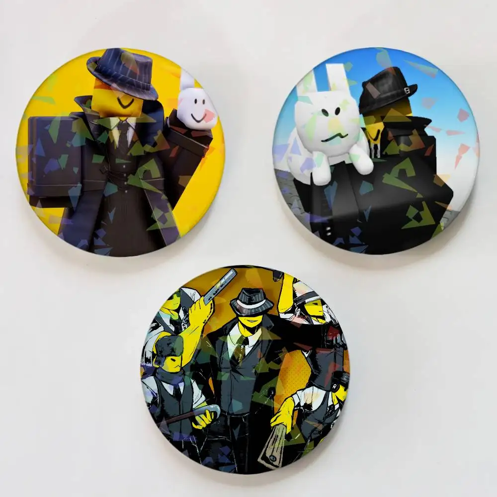 Funny Forsaken Mafioso Round Badge Lapel Pins for Backpacks Briefcase Laser Brooch Clothes Gifts