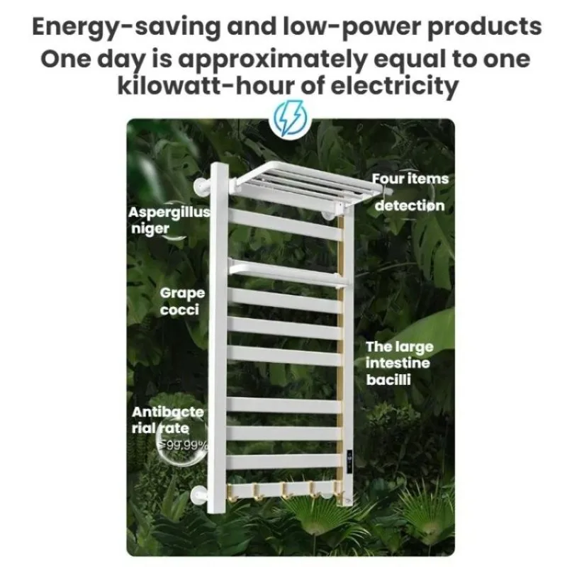 35-60 Degrees Smart Touchscreen Display Electric Heated Towel Rack Bathroom Drying Rack