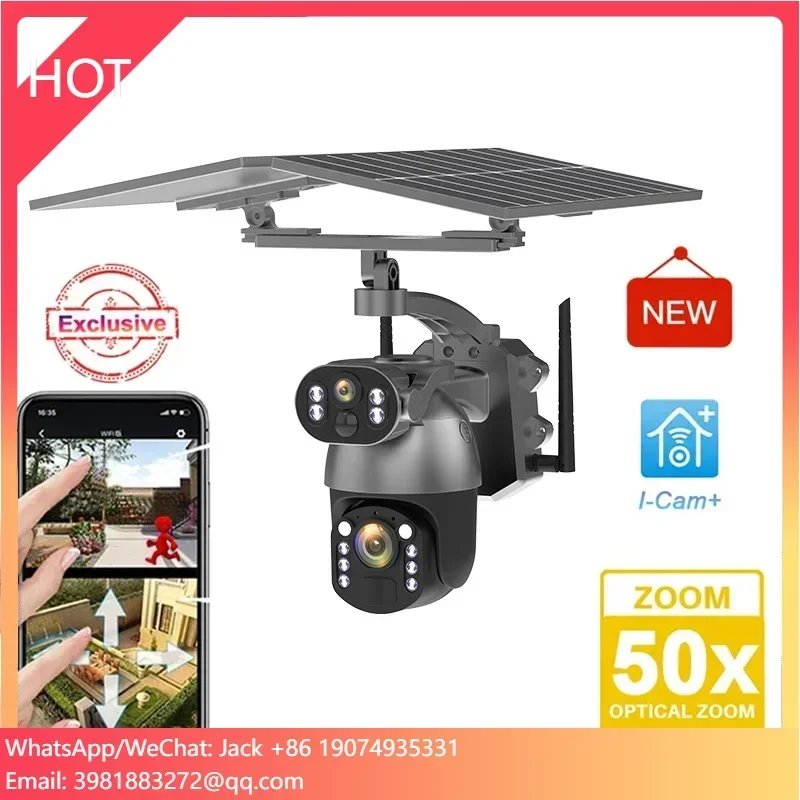 

ESOE Ubox 4G WIFI 50X Optical Zoom Dual Lens Solar Powered IP Camera Wireless Camera with 10X Zoom Outdoor Solar Camera for Farm