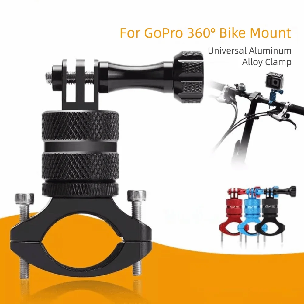 

Aluminum Alloy Rotary Bike Mount 360 Degree Clamp Fixed Support GoPro Camera Mount 1/4 Screw Rotary Design Bike Fixed Support